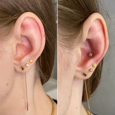 Przekłucie ucha dziecka z perłowym kolczykiem Inverness