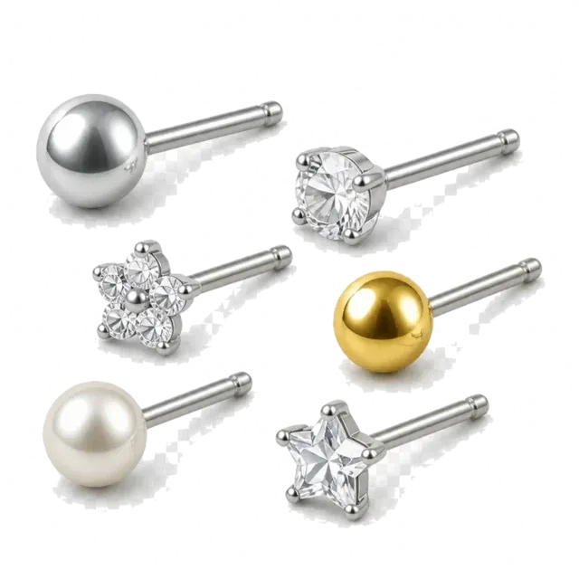 Six hypoallergenic Inverness stud earrings