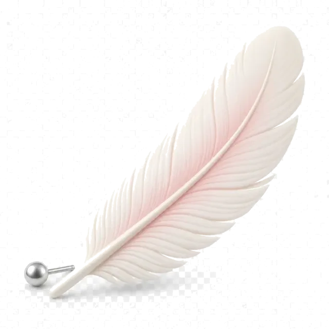 Ball-stud earring next to a white feather