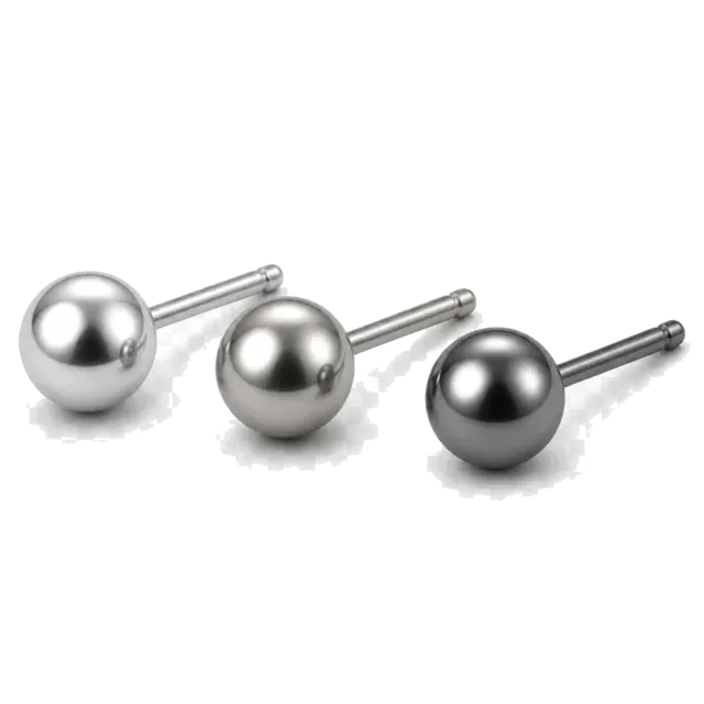 Three hypoallergenic ball-stud earrings