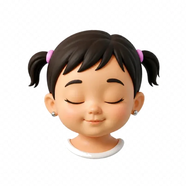 Calm young girl wearing ball-stud earrings